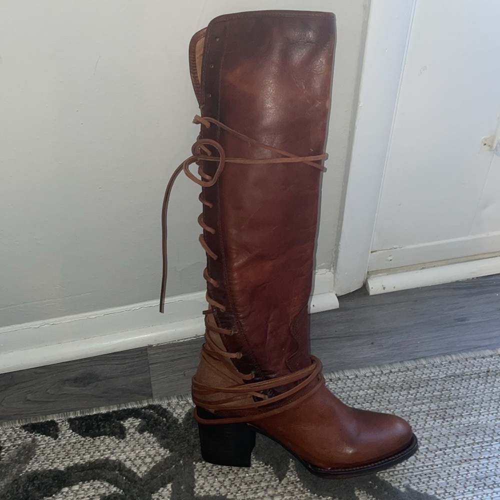 Freebird STEVEN Brown Heeled Boots COAL Lace Up Boots Like New Sz 10M - Picture 12 of 14